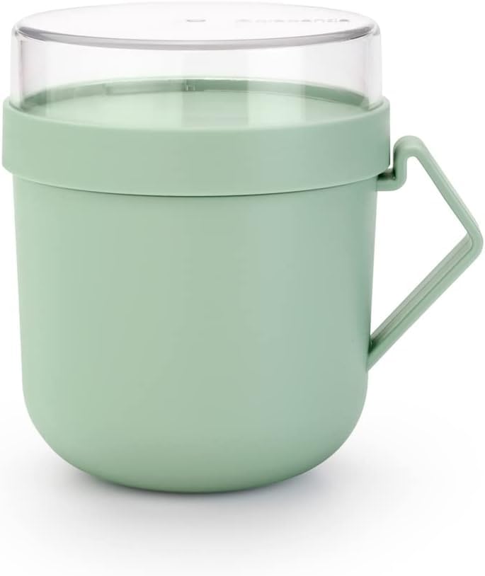 Brabantia, Make & Take Soup Mug 0.6L, with Screw-On Toppings Container (180 ml) & Handle, Leakproof, Large Opening