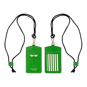 Kate Spade New York ID Badge Holder with Lanyard Vegan Leather Slim Card Wallet Name Tag Case for Work School or Travel Dragonfly Flight