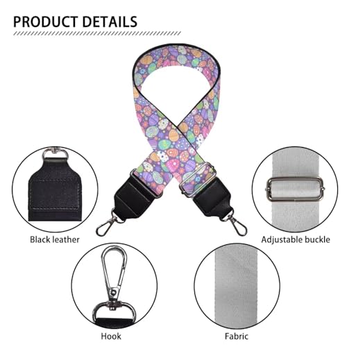 Image of Halloween Handbag Strap Canvas Purse Strap Colorful Bat Black Shoulder Strap Multicolor Bats Replacement Strap
