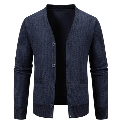 Men's Textured Knit Cardigan Long Sleeve Button Up Sweater V Neck Business Casual Slim Stretch Cardigan with Pockets4