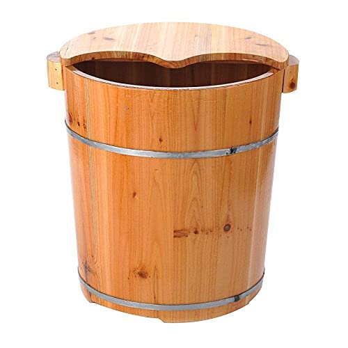 Fußbad-Eimer aus Holz, Fußmassagegeräte, Pediküre-Becken, 40 cm mit Fußfass, Fußbad, Fass, Fußfass, Fußeimer und Massagezubehör (B) Cover
