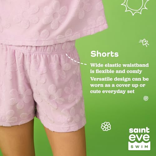 Image of Saint Eve Kids Girls 2 Piece Terry Outfit Set Soft T Shirt and Shorts Matching Lounge Set Summer Clothes for Girls