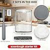 2 Pack Premium Pro Sourdough Starter Jar Kit - 40oz Large Wide Mouth Sourdough Bread Jar with Marked Feeding Band, Thermometer, Scraper, Cloth Cover & Silicone Lid/Base, Glass Container, Baking Supply #2