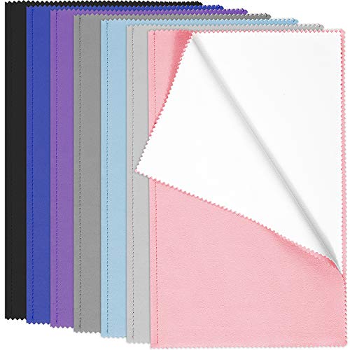 7 Pieces Polishing Cloths Oversized Double-Sided Jewelry Wiping Cleaning Cloth for Gold Silver and Platinum Jewelry Watch Coins Glasses Cloths, 7 Colors