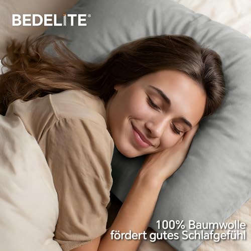 BEDELITE Seitenschläferkissen Bezug 40 x 145 Baumwolle, Hellgrau – Ansicht 2