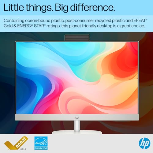 Image of HP 24 inch All in One Desktop PC, FHD IPS Display, AMD Ryzen 7 7730U 8-Core Processor, 16GB DDR4, 512GB SSD, AMD Radeon Graphics, HDMI, Keyboard & Mouse, Flicker Free, Wi-Fi, USB Type-C, Win 11 Pro