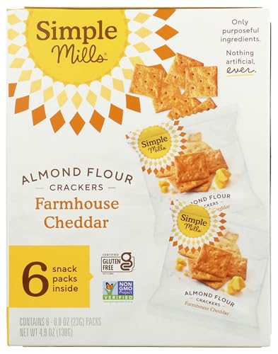Simple Mills Almond Flour Cheddar Crackers, 6 Snack Packs