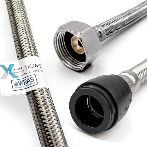Latiguillo de acero inoxidable trenzado con conector de grifo de 22mm x 3/4 2