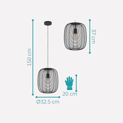 Lámpara colgante industrial de metal negro Eglo Rinroe casquillo E27 monofoco 6