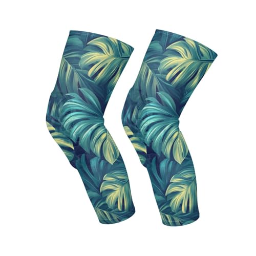 JUNZAN Teal Turquoise Tropical Basketball Knee Pads for Youth Kids Wrestling Knee Pads with Sleeves Sport Kneepads for Volleyball Football