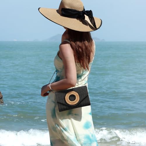 Image of GOKTOW Straw Clutch Purse Rattan Summer Woven Beach Handbags for Women Wedding Vacation Travel Party 2025