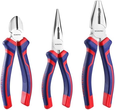 WORKPRO Jeu de 3 Pinces en Acier au Carbone de Qualité avec Poign...