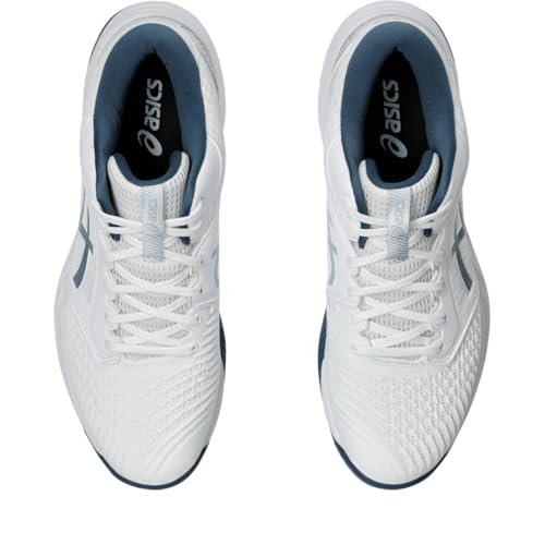 ASICS ASICS Men's Netburner Ballistic FlyteFoam Mid Top 3 Volleyball Shoes, 12, White/Vintage Indigo