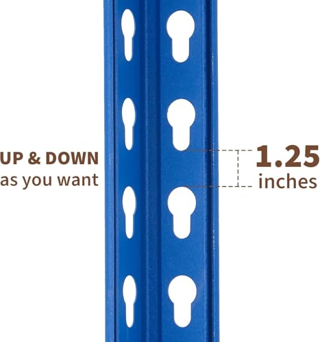 Image of GarveeTech 5-Tier Heavy Duty Storage Shelves, 2500 LBS Capacity Metal Shelving Unit with MDF Board, 60 inch W x 24 inch D x 72 inch H Adjustable Garage Shelving for Basement and Warehouse, High Gloss Blue