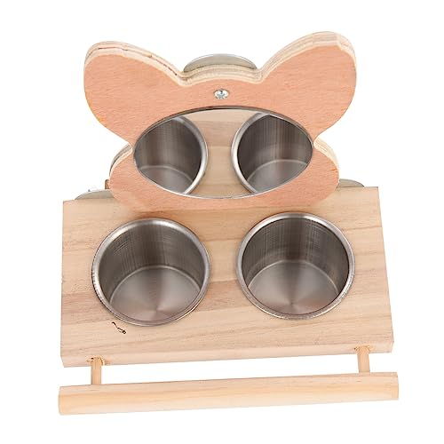 Toyvian バードトレーニングラック 鳥の鏡 オウム 鳥の餌箱 皿 ボウル 摂食 バードスタンドフィーダー 鳥の遊び台 フィーダー付きバードスタンド 鳥の踏み台 鳥立ち棒 木製