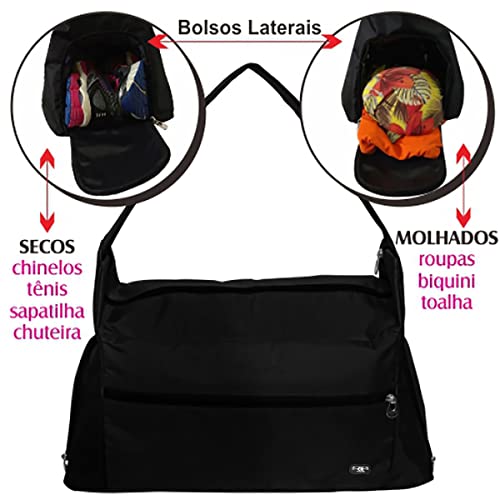 Bolsa Academia Fitness Preta Multiuso Natação Esporte