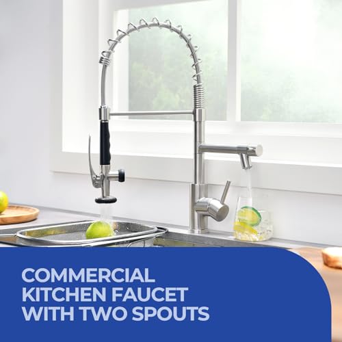 Image of WEWE Pull-Down Kitchen Faucet, Pot Filler, Brushed Nickel, Bar Sinks