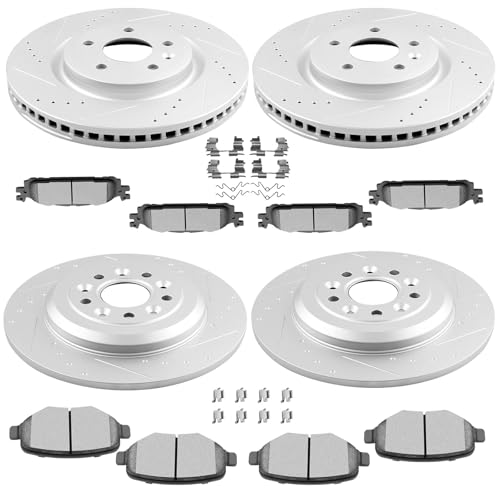 Image of SCITOO CB5Z1125A,120.61102,54171;54166 ATD1508C,D1508-8715 8G1Z 2C026-A,54125 ATD1377C,D1377-8488 Front Rear Brake Pads and Rotors Fit For 2011-2018 For Ford Explorer,2012-2017 For Ford Flex