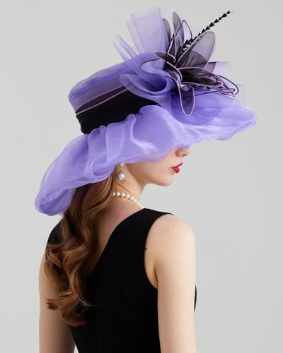 Sombrero femenino de organza para fiesta y boda miniatura 4
