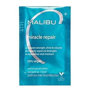 Malibu C Miracle Repair Hair Reconstructor (1 Packet) - Nourishing Hair Repair Treatment for Weak, Damaged Strands - Flax Protein & Vitamin B5 for Hair Strength