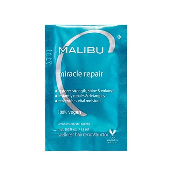 Malibu C Miracle Repair Hair Reconstructor (1 Packet) - Nourishing Hair Repair Treatment for Weak, Damaged Strands - Flax Protein & Vitamin B5 for Hair Strength