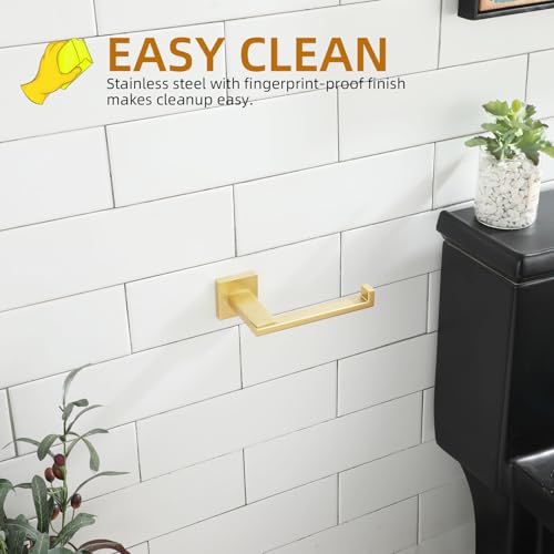 Image of KOKOSIRI Toilet Paper Holder Gold Tissue Paper Dispenser for Kitchen Bathroom Washroom Toilet Roll Holder Stainless Steel, Wall Mounted B2006BG