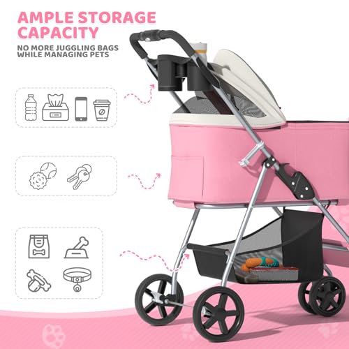 Image of Magshion 3-in-1 Foldable Pet Stroller for Small to Medium Dogs and Cats