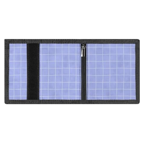 Light Blue Hand Drawn Grid Print Wallet for Men, 8 Credit Card Holder Slim Minimalist Front Pocket Small Mens Bifold Wallets3