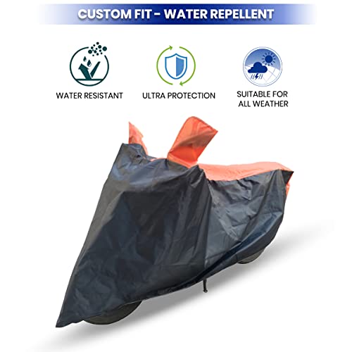 Image of Hunter 350 Two Wheeler Bike Cover Accessories - Dustproof - UV Protection - Premium Bike Cover Black Orange