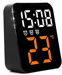 Relógio Digital LED para Mesa e Parede, Termômetro, Despertador, Alimentação USB/Pilha (Laranja)