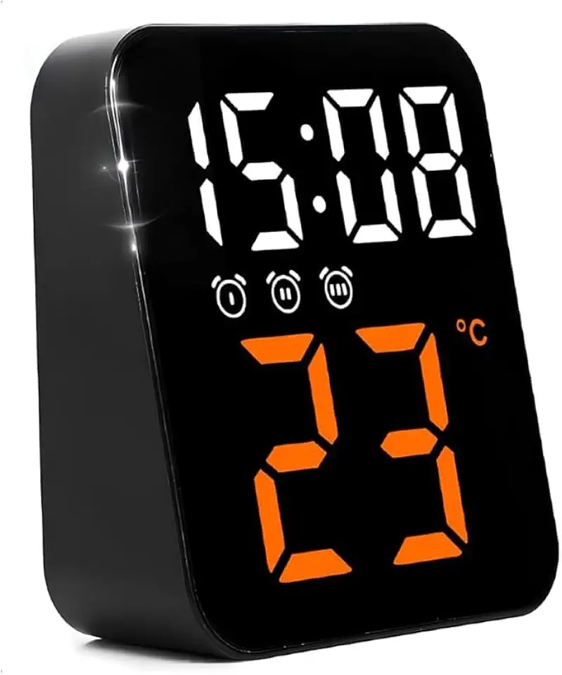 Relógio Digital LED para Mesa e Parede, Termômetro, Despertador, Alimentação USB/Pilha (Laranja)