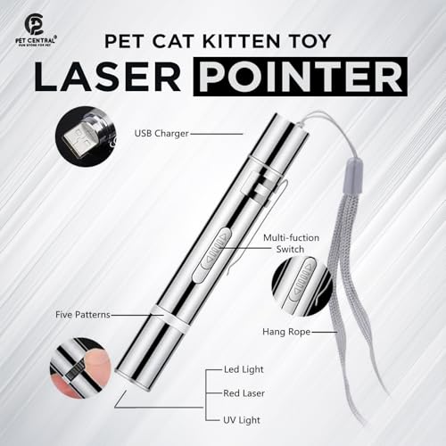 Image of Cat Laser Toy for Indoor Cats | 3-in-1 Interactive Laser Pointer | USB Rechargeable | Multi-Pattern Light Modes | Portable Pet Exercise Toy with Health Check Light