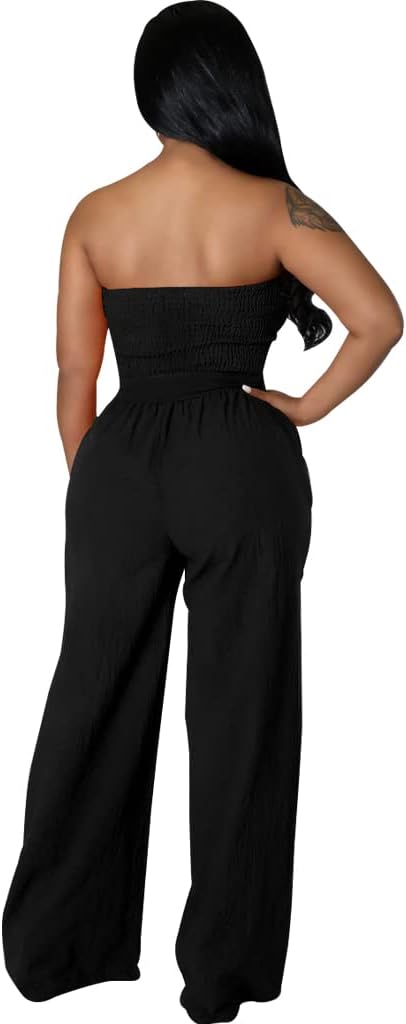 LightlyKiss Women's Casual Sleeveless Tight Jumpsuit Elegant And Fashionable Pleated Long Pants Rompers - Image 4