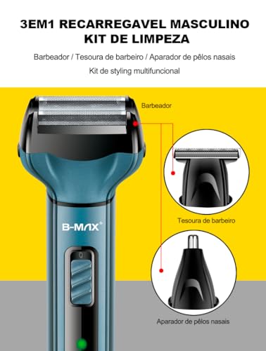 Kit Aparador de Pelos Multifuncional 3 EM 1 Sem Fio Bivolt B-MAX BM-C034