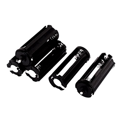sourcing map 5Pcs Black Cylindrical Battery Holder Case Box for 3 x 1.5V AAA Batteries
