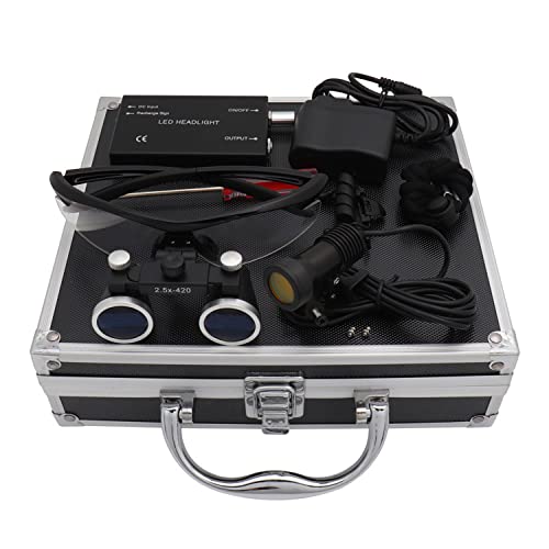 WJFMZS Lupa con luz, 2.5X / 3.5X Cirugía Dental Diadema Lupa Binocular 5W LED Faro, Utilizado en odontología, cirugía, joyería o pasatiempo, con Faro LED + Caja, lupas quirúrgicas Cover