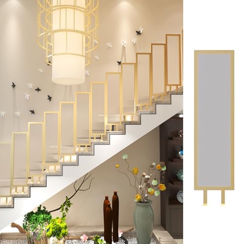 Kit de clôture de garde-corps décoratif moderne avec balustres d'escalier au sol verre or