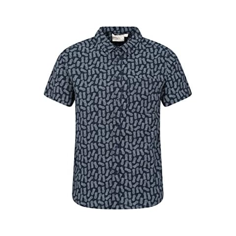 Mountain Warehouse Preston Illustration Camisa para Hombre - Parte de Arriba Ligera, t-Shirt Transpirable - Ideal para Exteriores, Vacaciones, pasear, Senderismo Azul Marino XS Cover