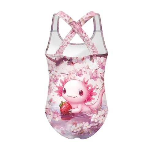 Image of Girls One Piece Swimsuits Summer Quick Dry Crewneck Beach Bathing Suit Cross Shoulder Strap Swimwear 5-14 Years
