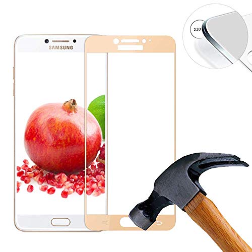 Lusee 2 x Pack (Couverture complète) Verre Trempé Protège pour Samsung Galaxy C7 Pro/SM-C7010Z 5.7 Pouce RÉSISTANT Indice Dureté 9H 2.5D 0,3mm Haute (Or)