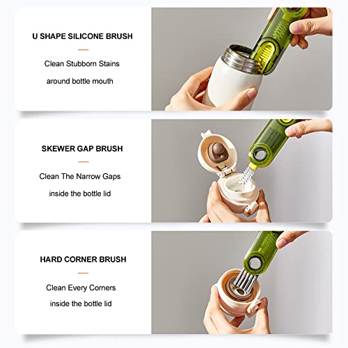 3 In 1 Multifunctional Cleaning Brush, Multifunction Cleaning Brush For Water Bottles,Multipurpose Bottle Gap Cleaner Brush,Cup Mouth And Lid Cleaning Brush, Kitchen Cleaning Tool #TOP1