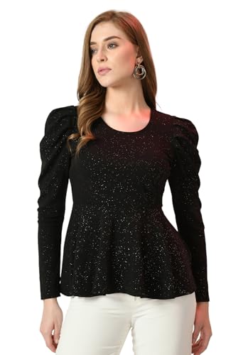 Image of IUGA Women Embellished Round Neck Puff Sleeve Top