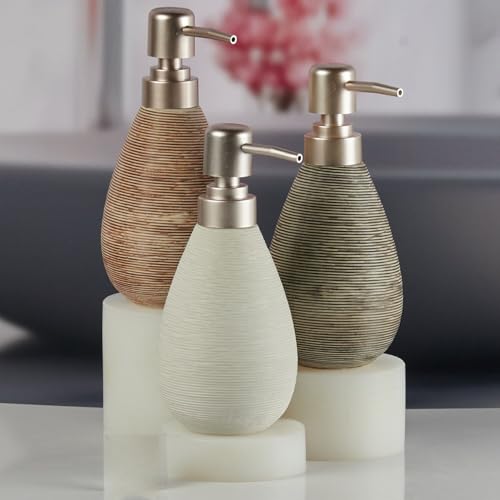 Image of SaSaSa Ceramic Soap Dispenser with Stylish Refillable Pump Bottle for Bathroom Handwash & Kitchen Wash Basin, Perfect for Hand Soap, Lotion and Shampoo, Grey, (Set of 1) (11326)