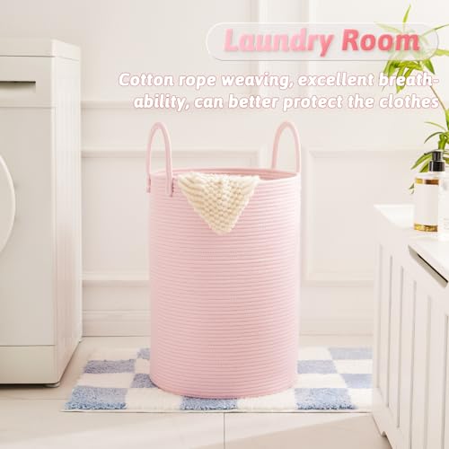 Image of Artfeel Laundry Basket,Woven Cotton Rope Laundry Hamper,60L for Decorative Storage of Dirty Clothes,Toys and Blankets in Bathroom,Baby Room and Living Room