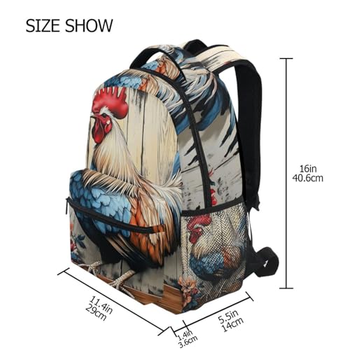 Rooster Fence Flower Backpack Daypack Shoulder Bag Book Bag Lightweight Back Pack 12 ×16.9 Inch4