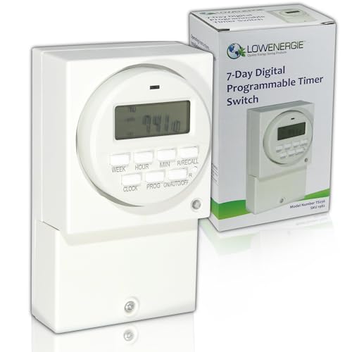Lowenergie Digital Programmable Timer Switch – 7 Day LCD, 16 ON/OFF, Hardwired Wall Timer for Immersion Heaters, Lighting & Appliances, Energy Saving, Secure Automation, Backup Memory