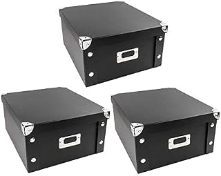 Ideen mit Herz Storage Boxes | Set of 3 | Storage Box with Lid | Foldable | Made of Cardboard & Metal | Each 31 cm x 26 cm x 14 cm