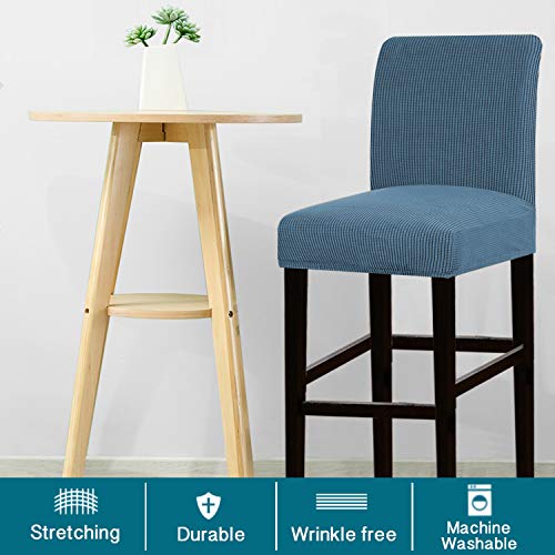 Turquoize Stretch Bar Stool Cover Counter Stool Pub Chair Slipcover For Dining Room Cafe Barstool Slipcover Removable Furniture Chair Seat Cover Jacquard Fabric With Elastic Bottom Set Of 2,Dustyblue #TOP1