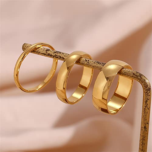 Chuqiu 18K Gold Filled Rings Stacking Rings For Women Gilrs Stainless Steel Rings Stackable Thin Gold Plain Statement Band Ring Set Comfort Fit 2Mm 4Mm 6Mm #TOP5