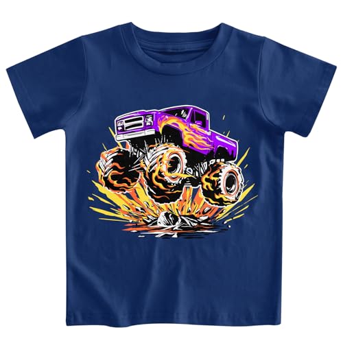 Funnycokid Toddler Boys Shirts 4T 5T T-Shirts Tops Tees Graphic Short Sleeve Little Kids Off-Road Vehicle 4-5 Years